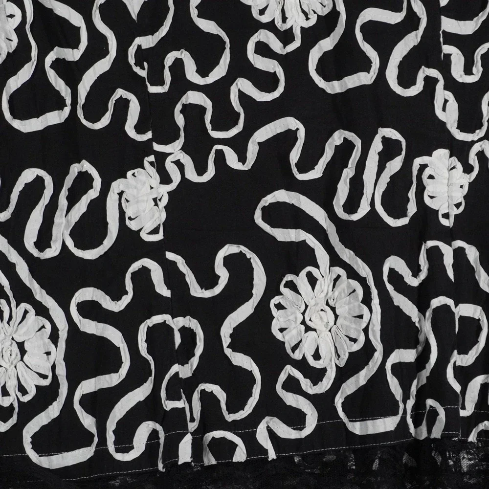 VTG Alberto Makali Black White Floral Soutache Lace Trim Bell‎ Sleeve Jacket 8